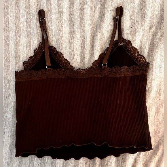 Brown Tanktop with Lace detailing - Picture 3 of 3